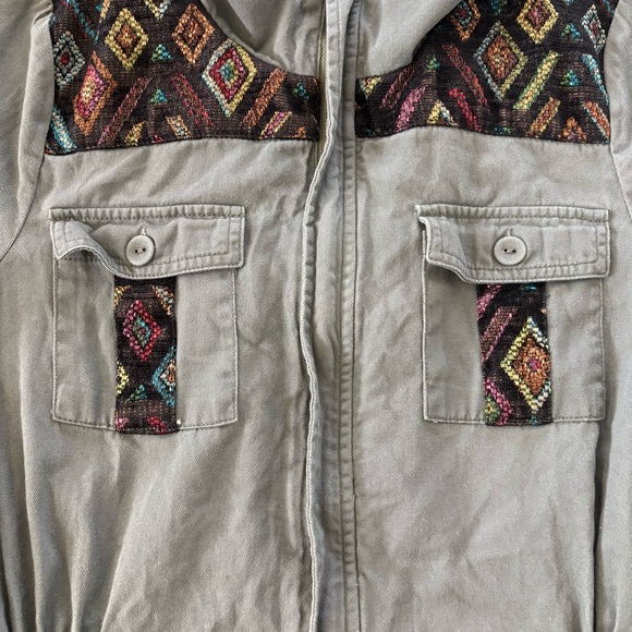 ModCloth Utility Green Aztec Embroidery Jacket M - Picture 7 of 11